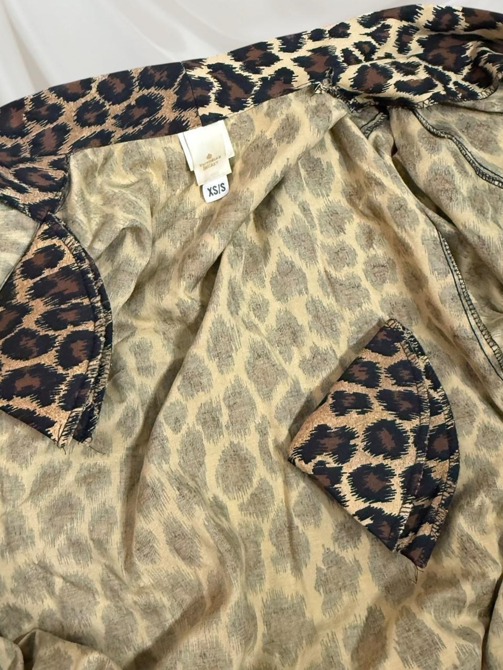 Leopard Print Long Wrap Dress / Robe - Brown & Black - Picture 7 of 8